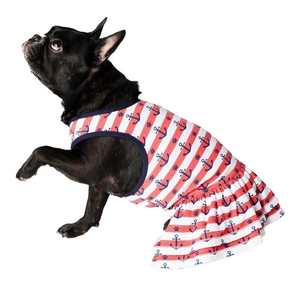Hotel Doggy Red and White Anchor Dress Size Large